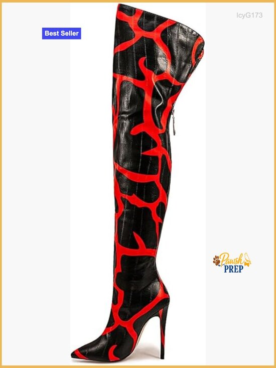 Shoes - Thigh High Boots Over the Knee Stiletto Heel Pointed Toe Back Zipper Animal